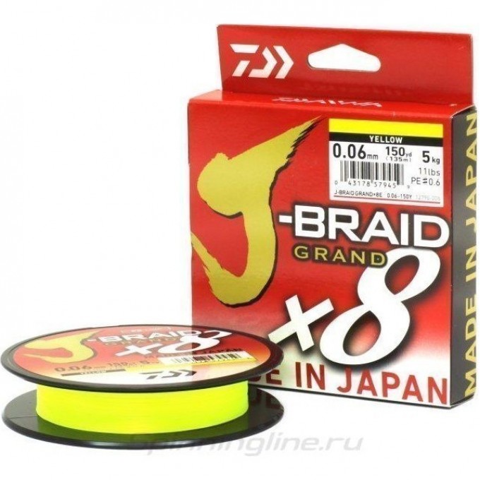 Шнур DAIWA J-BRAID GRAND X8 135М 0,18ММ YELLOW 12790-018RU Шнур DAIWA J-BRAID GRAND X8 135М 0,18ММ YELLOW 12790-018RU