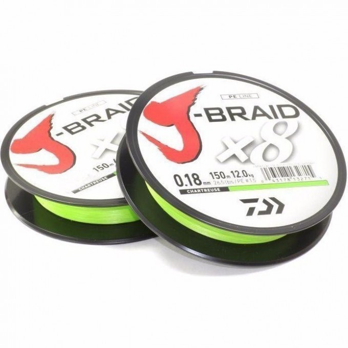 Шнур DAIWA J-Braid X8 0,18мм 150м chartreuse 12750-018 Шнур DAIWA J-Braid X8 0,18мм 150м chartreuse 12750-018
