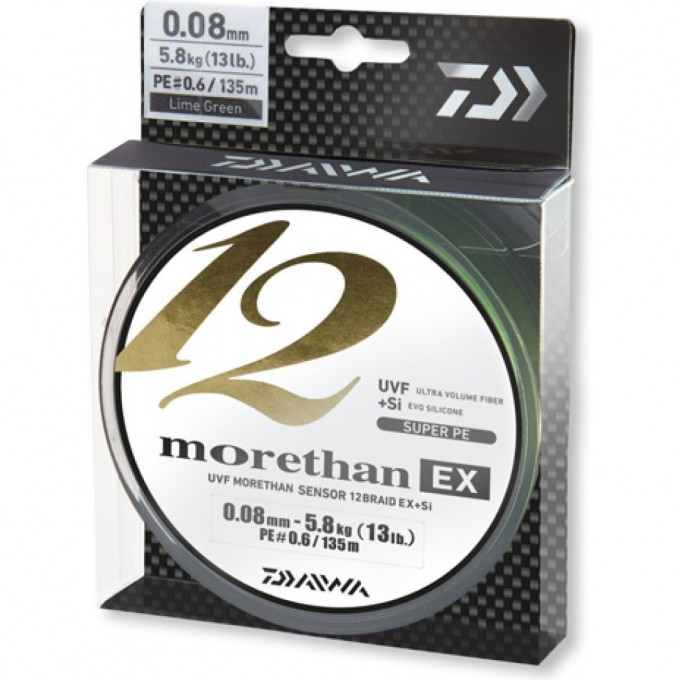 Шнур DAIWA Morethan 12BEX+Si 0,10мм 135м LG 12695-010 Шнур DAIWA Morethan 12BEX+Si 0,10мм 135м LG 12695-010